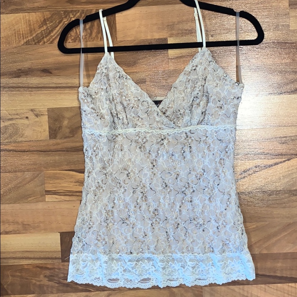 Brown/Tan/Cream Dressy Lace Tank Top